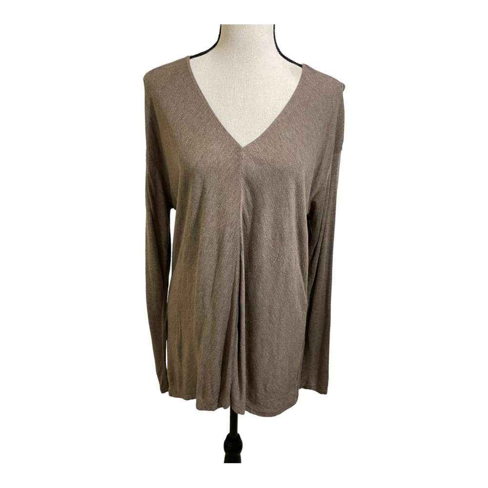 Vince womens V-neck pullover blouse long sleeve viscose silk blend large…
